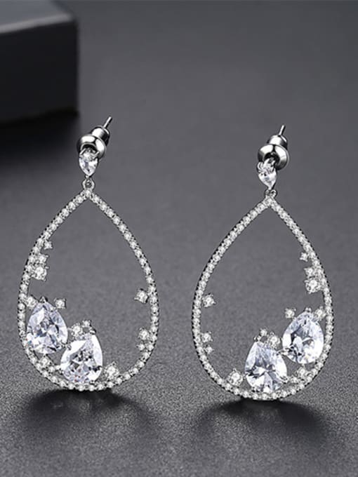 Platinum Copper inlaid AAA cubic zirconia  Water-Drop bling bling Stud earring
