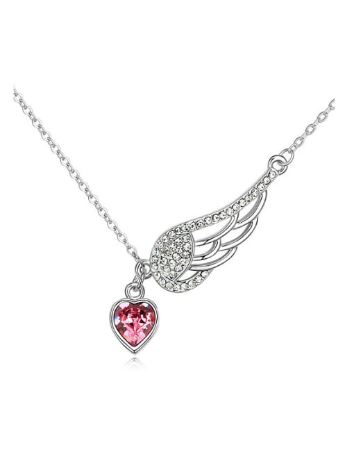 QIANZI Fashion Angel Wing Heart austrian Crystals Alloy Necklace