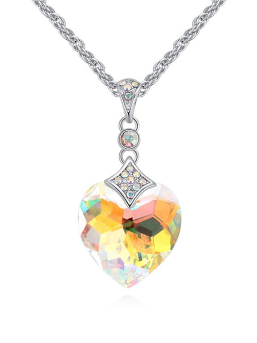 QIANZI Fashion Shiny Heart austrian Crystal Pendant Alloy Necklace 1