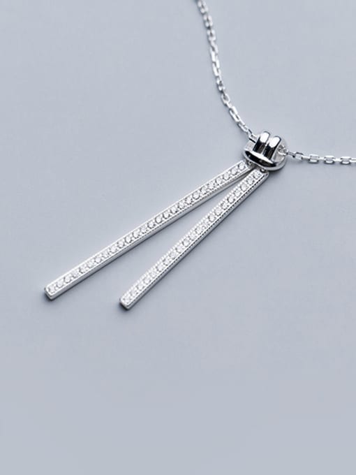 Rosh 925 Sterling Silver With Platinum Plated Simplistic Geometric Necklaces 0