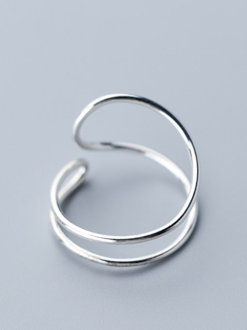 Rosh 925 Sterling Silver With Platinum Plated Simplistic Double Layer Free Size Rings 2