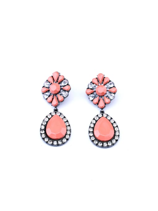 Naked Pink Artificial Stones Alloy Drop Chandelier earring