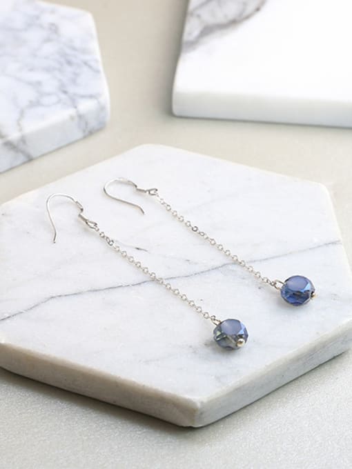 Peng Yuan Simple Blue Crystal Drop Earrings 2