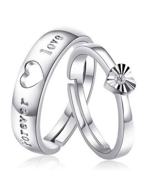 Love life opens the door to precepts 925 Sterling Silver With Cubic Zirconia Simplistic  loves  Band Rings