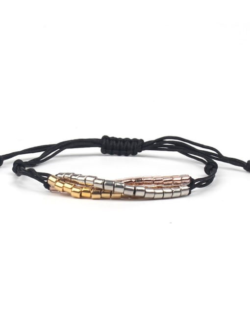 HB601-B Three Colors Smooth Beads Rope Bracelet