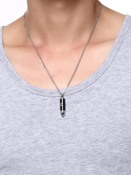 Black Personality Bullet Shaped Stainless Steel Pendant
