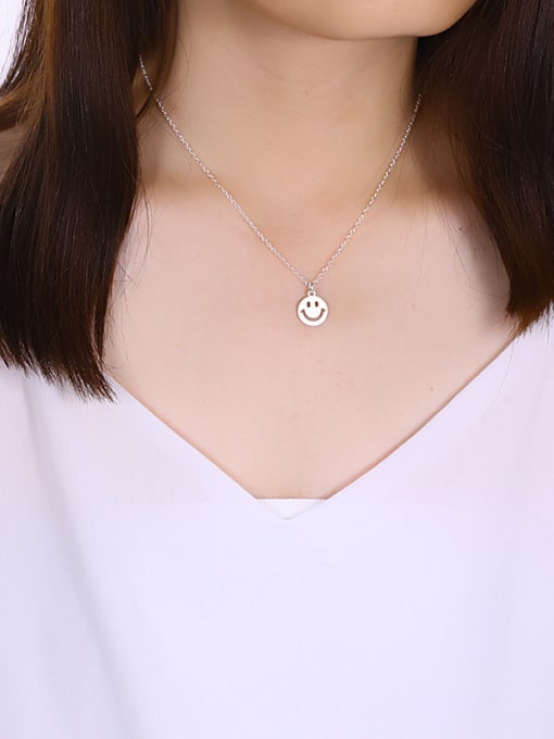 One Silver Smiling Face Necklace 1