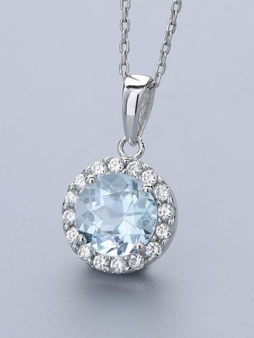 One Silver Blue Round Shaped Pendant