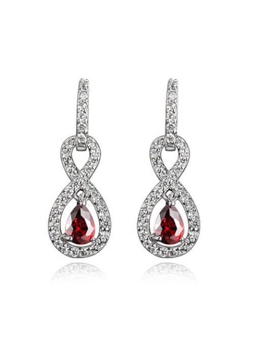 SANTIAGO Shimmering Red Number Eight Shaped Drop Earrings 0