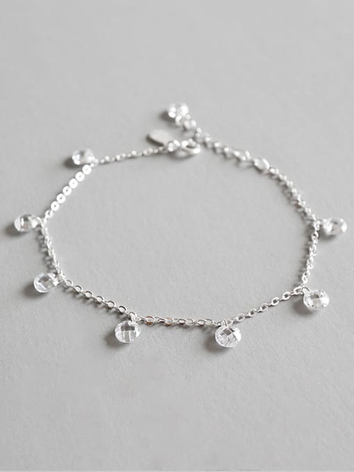 DAKA 925 Sterling Silver With Silver Plated Simplistic Cross chain Anklets