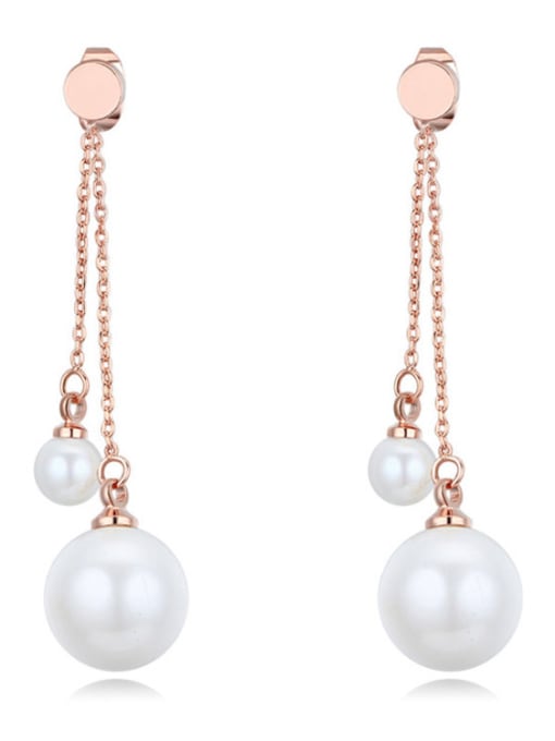 Rose Gold Fashion Imitation Pearls Alloy Drop Earrings