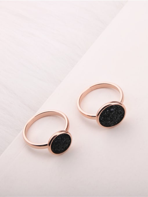 GROSE Round Black Stone Simple Ring 1