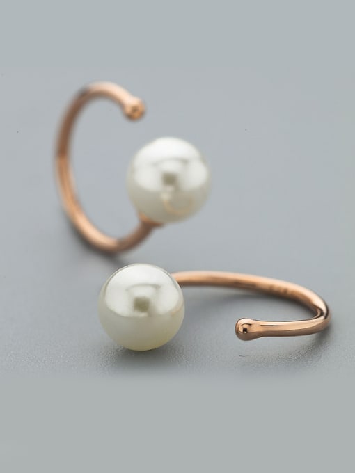 Rose Gold Rose Gold Plated C Shaped Pearl Earrings