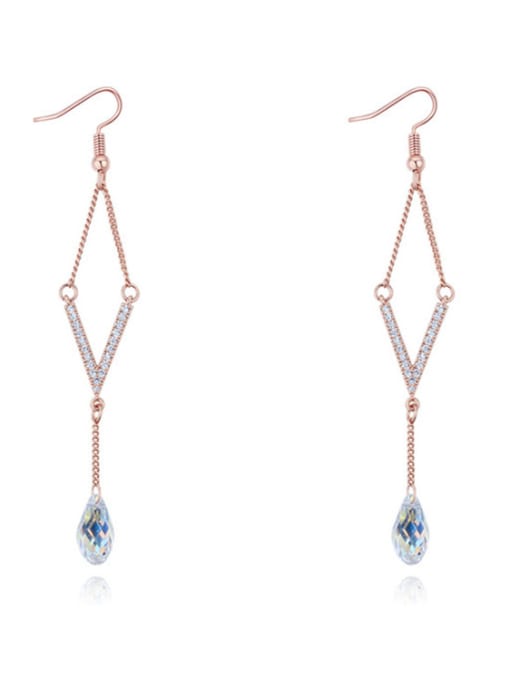 Rose Gold Fashion austrian Crystals Alloy Rhombus Drop Earrings