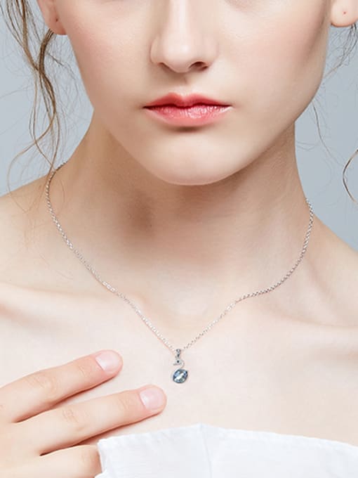 CEIDAI Fashion Oval austrian Crystal-accented Swan Pendant 925 Silver Necklace 1