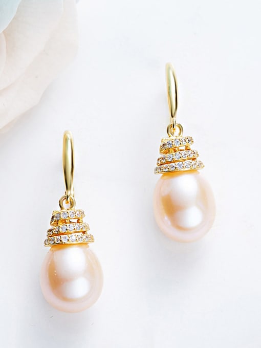 CEIDAI Elegant Freshwater Pearl Cubic Zirconias 925 Silver Earrings 3