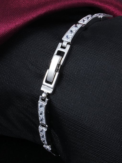 SANTIAGO Fashion Platinum Plated Geometric Zircon Bracelet 1