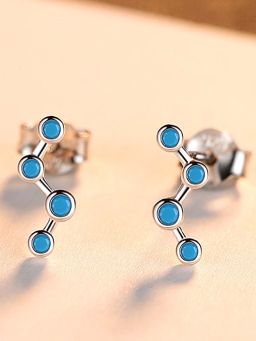 sliver 925 Sterling Silver With Enamel Personality Irregular Stud Earrings