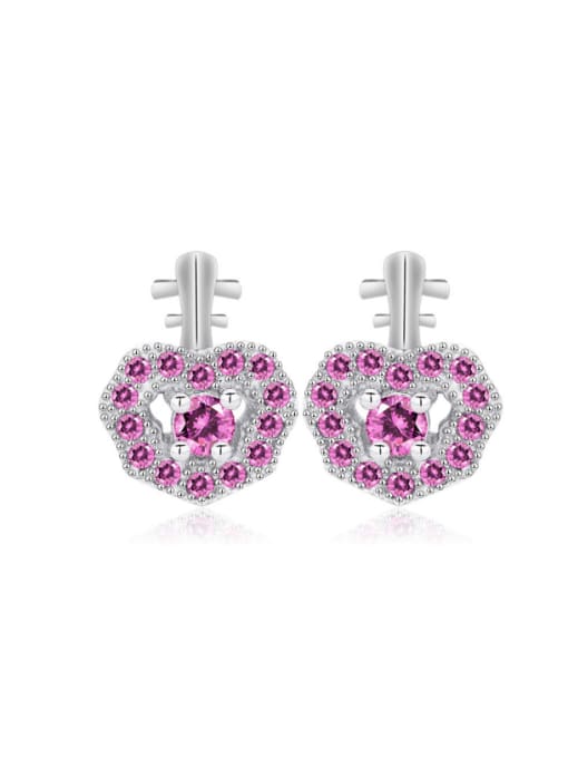 kwan Lute Shaped Amethyst Zircons Stud Earrings