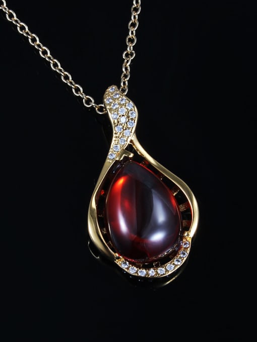 SANTIAGO Red 18K Gold Plated Water Drop Opal Necklace 2