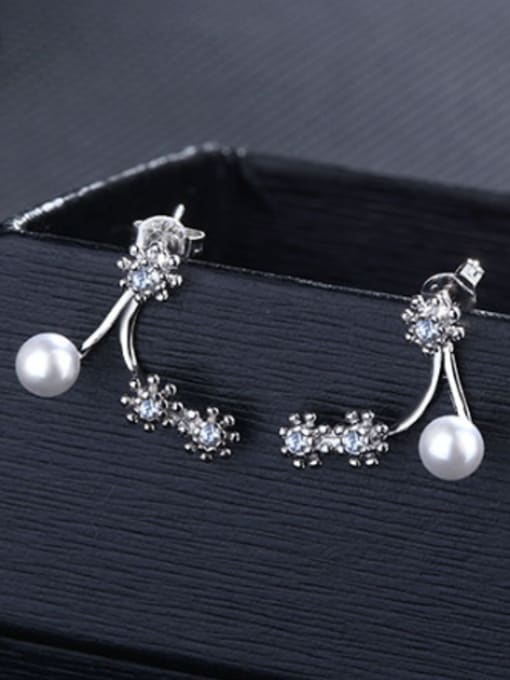 AI Fei Er Fashion Little Shiny Flowers Imitation Pearl Stud Earrings 2