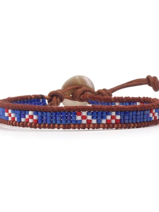 HB622-B Retro National Women Woven Leather Bracelet