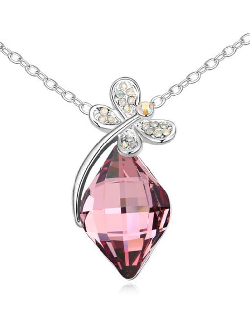 purple Exquisite Rhombus austrian Crystal Shiny Dragonfly Alloy Necklace