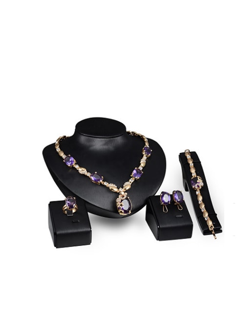 BESTIE Alloy Imitation-gold Plated Fashion Artificial Gemstones Four Pieces Jewelry Set 0