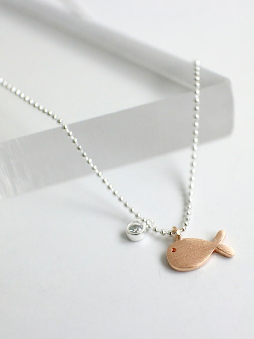 DAKA Personalized Rose Gold Plated Little Fish Pendant Silver Necklace 0