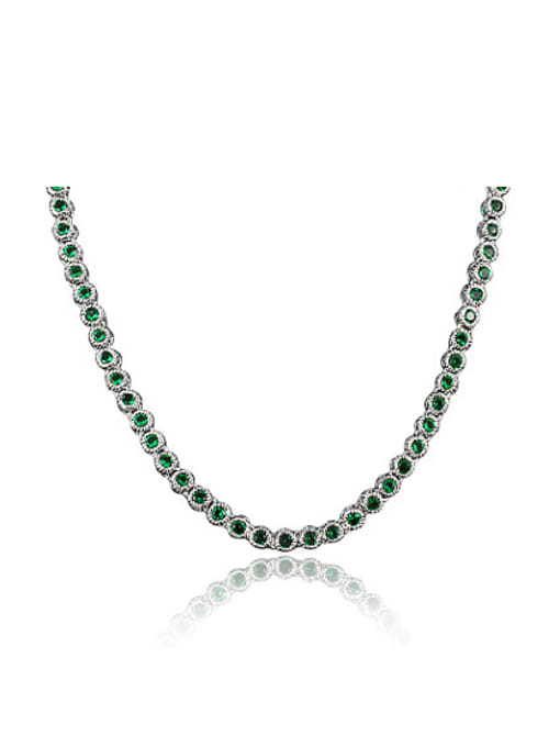 Platinum Exquisite Green Platinum Plated Zircon Necklace
