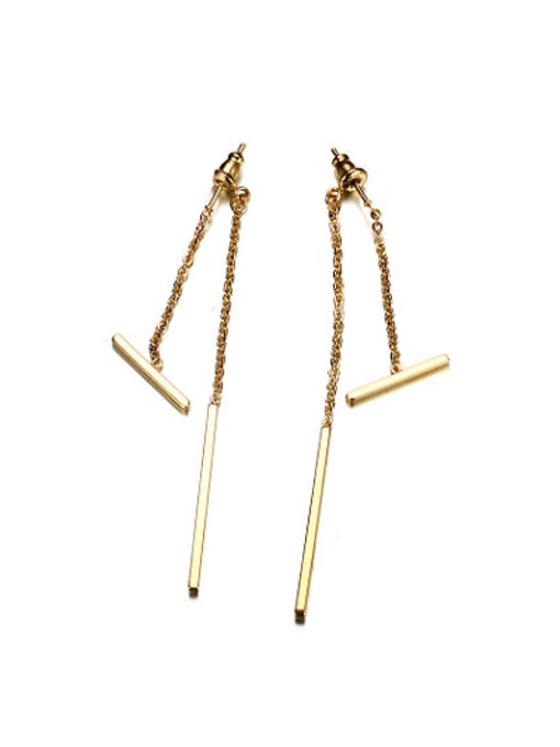 CONG All-match Stick Design Gold Plated Titanium Drop Earrings 0