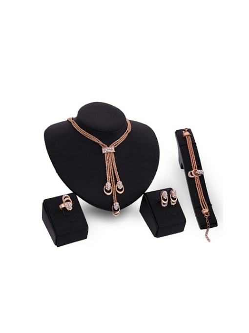 BESTIE 2018 Alloy Imitation-gold Plated Fashion Multi-chain CZ Four Pieces Jewelry Set 0