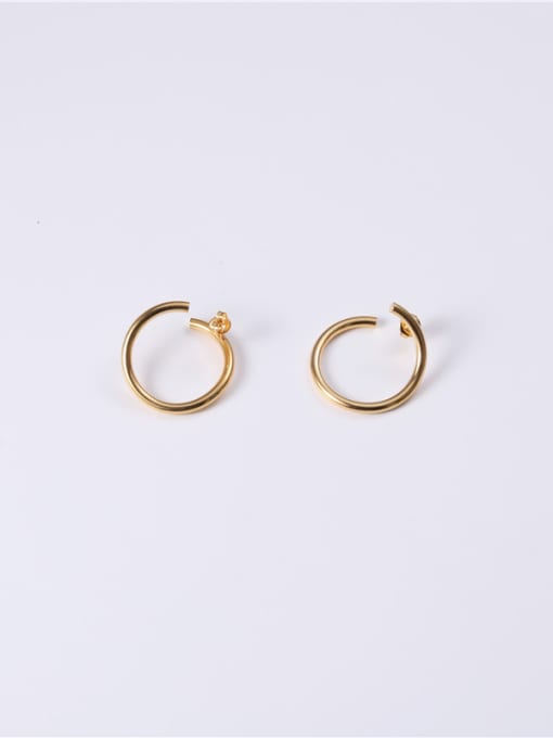 GROSE Titanium With Gold Plated Simplistic Geometric Hoop Earrings 2