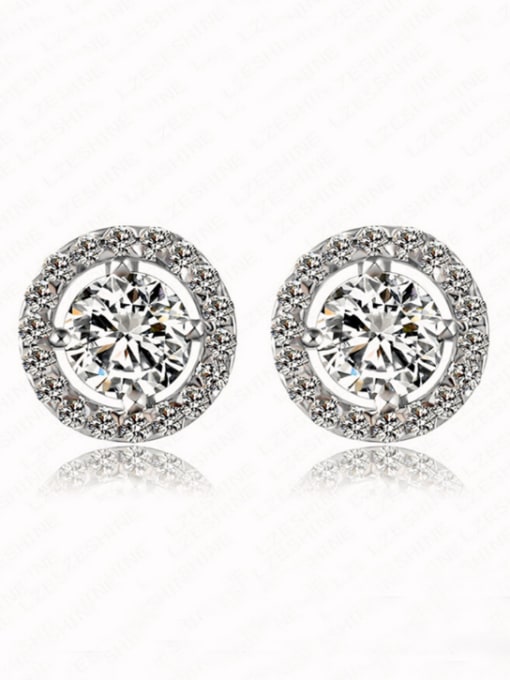 White Europe And The United States  Anti-allergic Disc Zircon Cluster earring