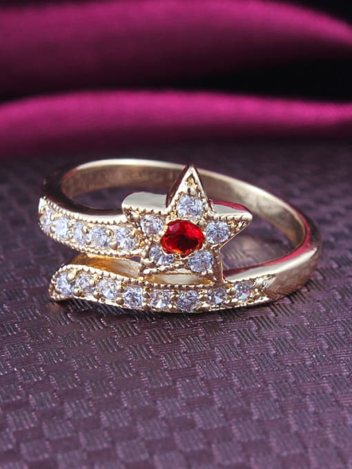 SANTIAGO Exquisite Red 18K Gold Plated Star Shaped Ring 1
