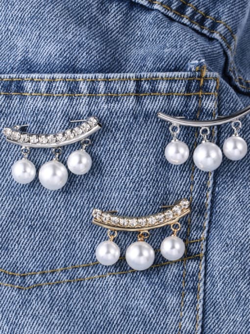 Mo Hai Alloy With Artificial Pearl  Simplistic Irregular Brooches 1
