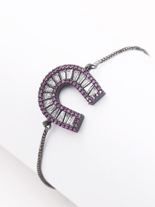 Black Purple C Shaped Copper Bracelet