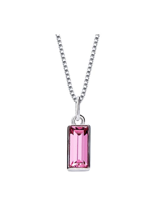 Pink S925 Silver Suare-shaped Necklace