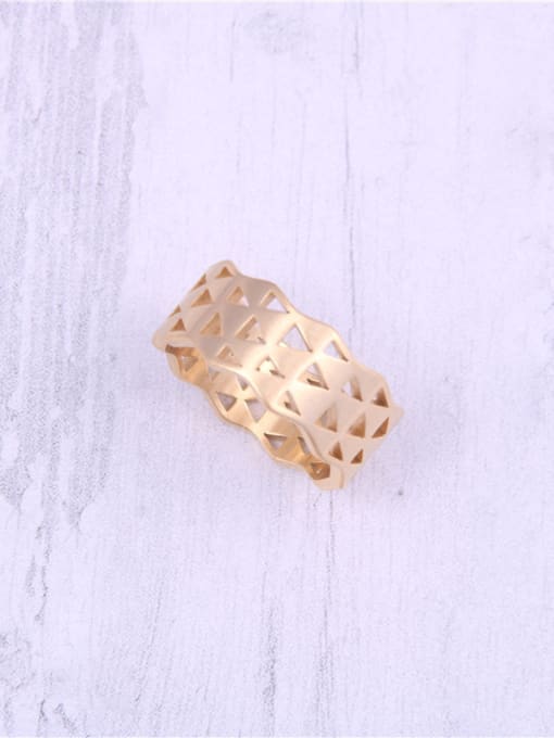 GROSE Titanium With Gold Plated Simplistic Geometric Band Rings 4