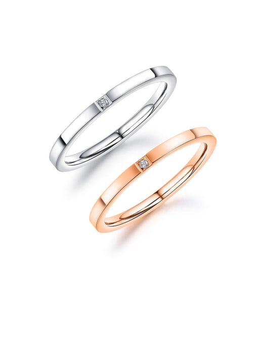Open Sky Titanium With Cubic Zirconia Simplistic Round Band Rings 0