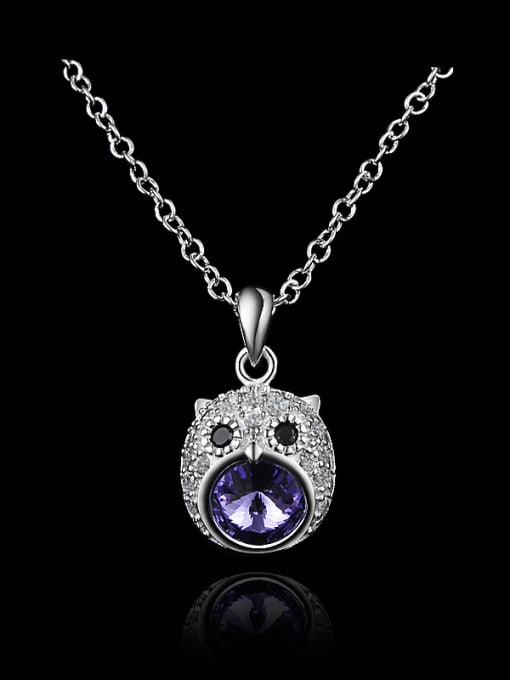 SANTIAGO Fashion Cubic Zirconias-covered Owl 925 Sterling Silver Pendant 0