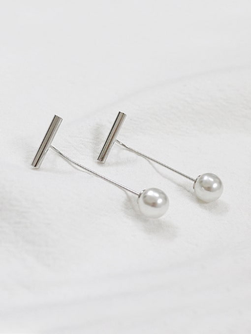 DAKA Personalized White Artificial Pearl Silver Earrings 0