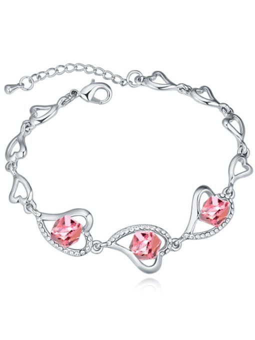 QIANZI Exquisite Hollow Hearts Cubic austrian Crystals Alloy Bracelet 2