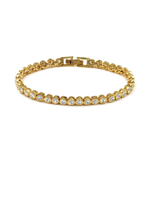 gold Copper With Cubic Zirconia  Simplistic Round  Bracelets