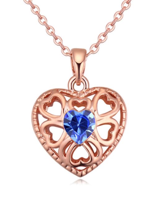 royal blue Fashion Hollow Heart austrian Crystal Alloy Necklace