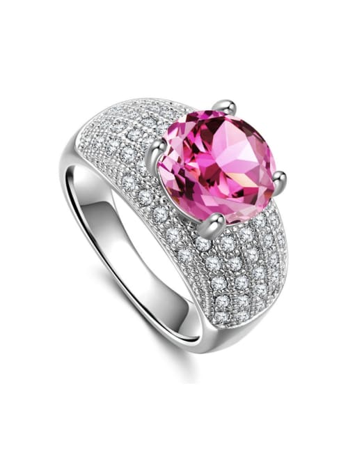 Pink Copper With Cubic Zirconia  Delicate Round Multistone Rings