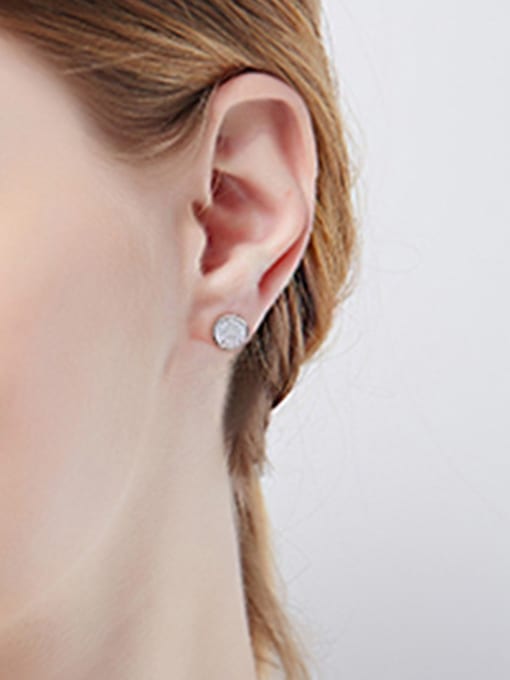 CEIDAI Simple Zircon Round Stud Earring 1