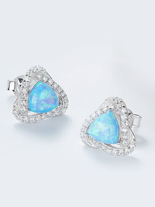 CEIDAI Fashion Little Opal stones Cubic Zirconias 925 Silver Stud Earrings 2