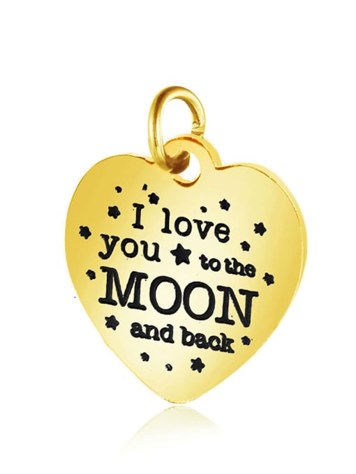 XT510G Stainless Steel With Gold Plated Classic Heart with love mom Charms