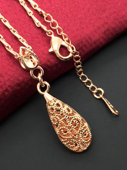 Ya Heng Fashion Hollow Water Drop Shaped Pendant Copper Necklace 3